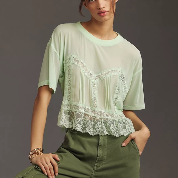 Anthropologie Tops - DOLAN Short-Sleeve Sheer Lace Top